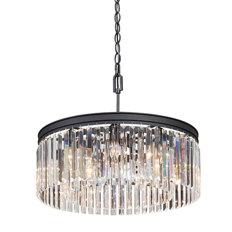 Люстра RH Rhys Clear Glass Prism Round Chandelier 60 Черный матовый Прозрачное Стекло в Краснодаре | Loft Concept 