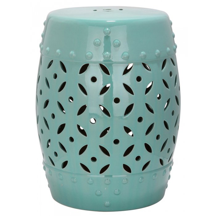 Керамический табурет Coin Lattice Garden Stool - Light Blue Голубой пастельный в Краснодаре | Loft Concept 