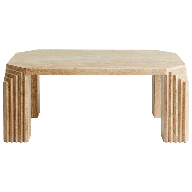 Кофейный стол Caleb Travertine Coffee Table Бежевый Коричневый в Краснодаре | Loft Concept 