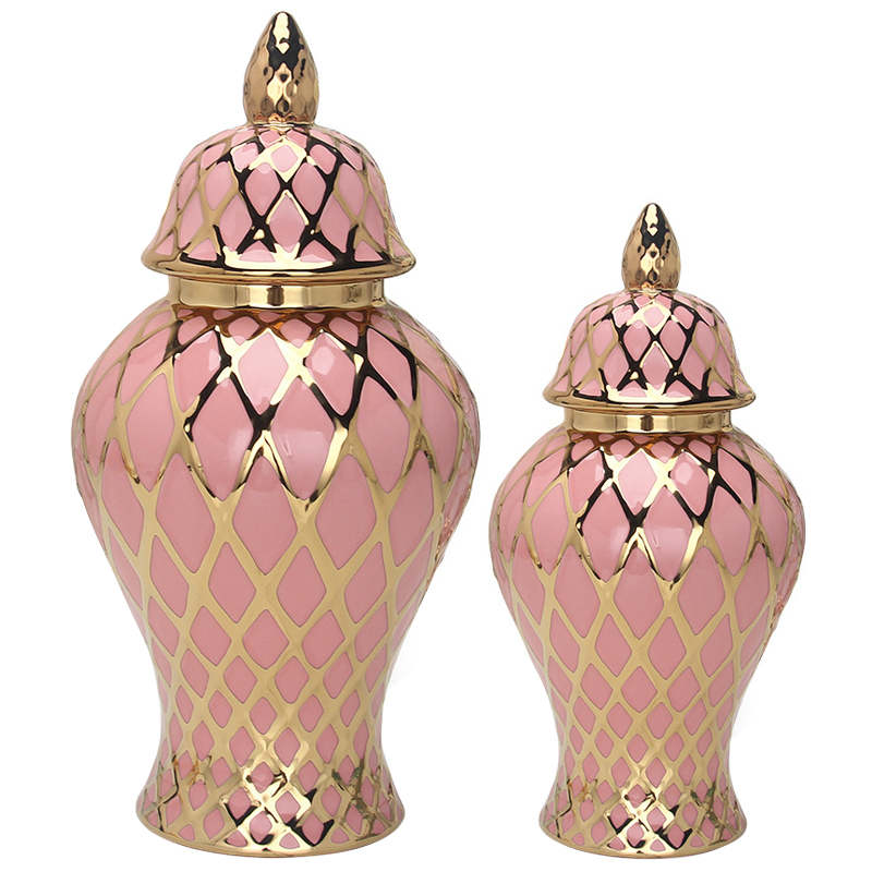 Ваза с крышкой Gold Ornament Pink Vase Розовый Золотой в Краснодаре | Loft Concept 