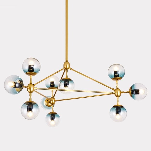 Люстра Modo Chandelier Globes Blue Ambre Gold Золотой в Краснодаре | Loft Concept 