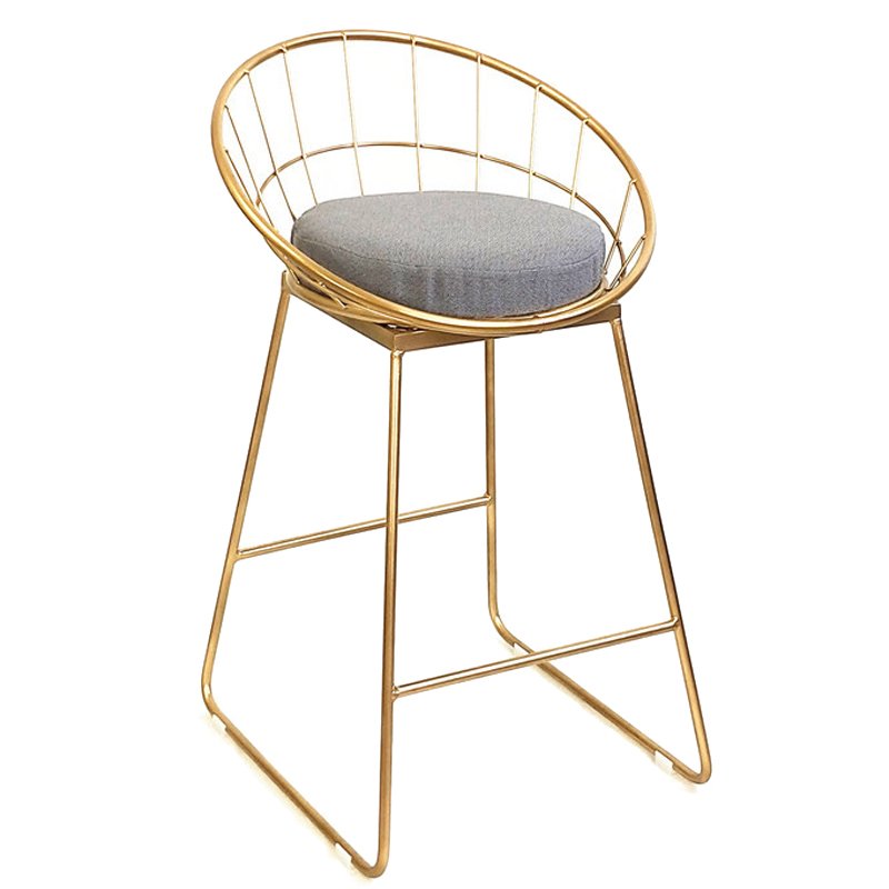 Барный стул Iron bar chair Golden Глянцевое золото Серый в Краснодаре | Loft Concept 