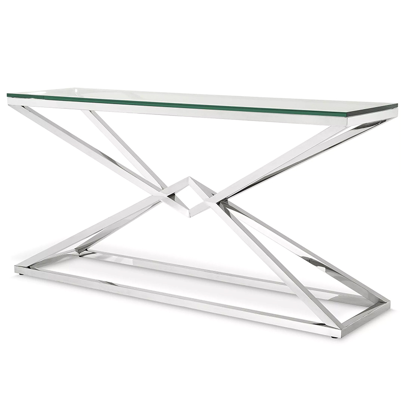 Консоль Eichholtz Console Table Connor L Chrome Хром Прозрачное Стекло в Краснодаре | Loft Concept 