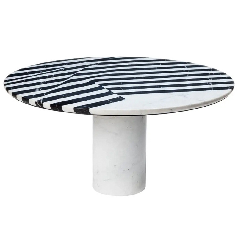 Обеденный стол Safwan Black and White Stripes Dining Table Черно-белый Белый Мрамор Bianco Черный Мрамор Nero в Краснодаре | Loft Concept 