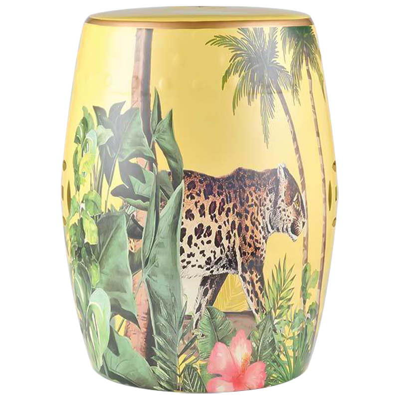 Керамический табурет Leopard Tropical Animal Ceramic Stool Yellow Желтый Коричневый Зеленый в Краснодаре | Loft Concept 