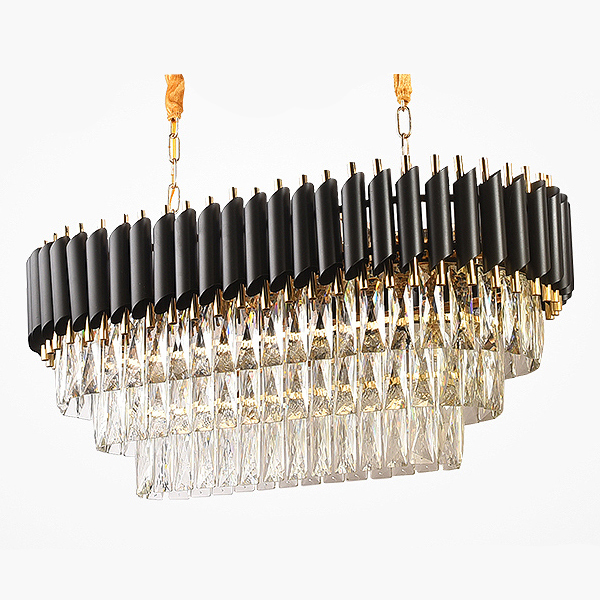 Люстра Empire Black Rectangular Chandelier Crystal Черный Золотой Прозрачный в Краснодаре | Loft Concept 