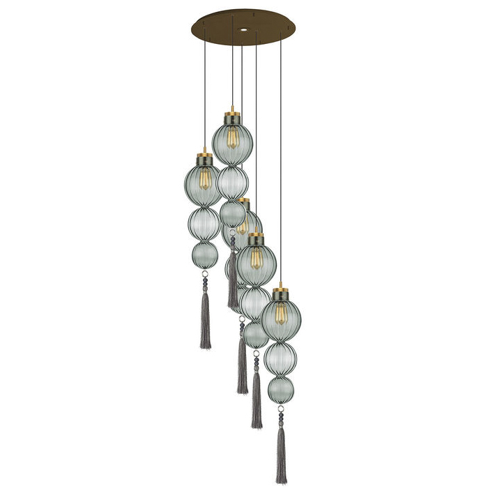 Люстра Heathfield Lighting - Medina Circle 5 Chandelier Хром Латунь Прозрачный Коричневый Голубой в Краснодаре | Loft Concept 