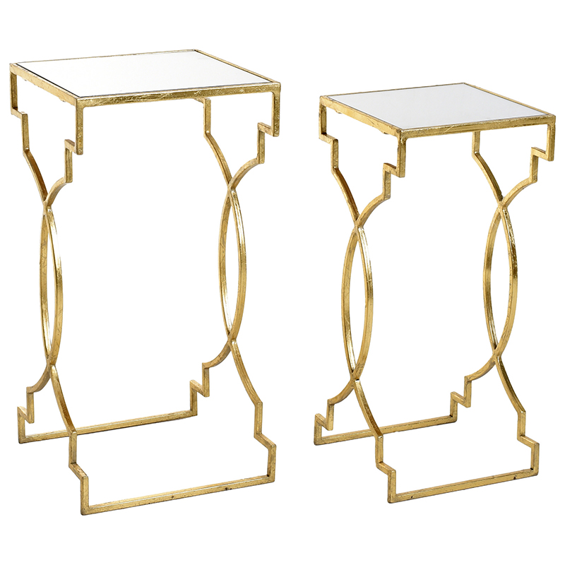 Комплект приставных столов Cowan Side Tables Золотой Прозрачный в Краснодаре | Loft Concept 