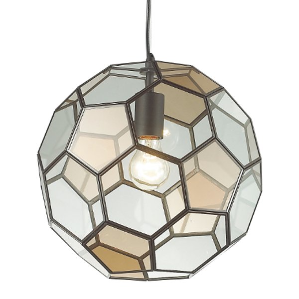 Подвесной светильник Glass & Metal Cage Pendant Globe Multi Прозрачное Стекло Янтарь (Amber) Черный в Краснодаре | Loft Concept 