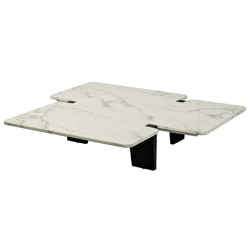 Кофейный стол Lewys Marble Coffee Table Белый Мрамор Bianco Коричневый в Краснодаре | Loft Concept 