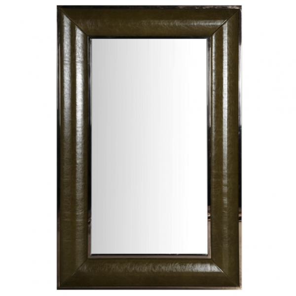 Зеркало настенное Leather Lux Mirror Square Oliva Оливковый в Краснодаре | Loft Concept 