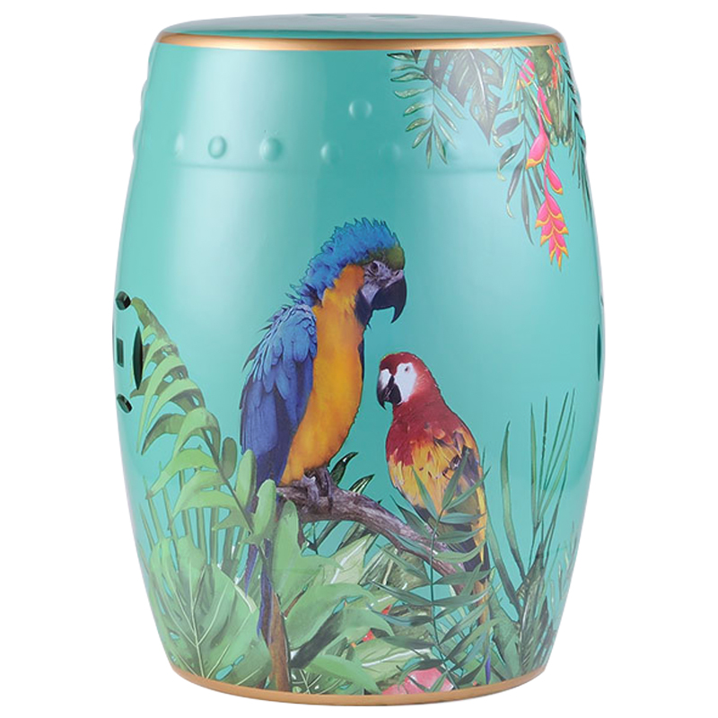 Керамический табурет Parrots Tropical Animal Ceramic Stool Turquoise Бирюзовый Мульти в Краснодаре | Loft Concept 