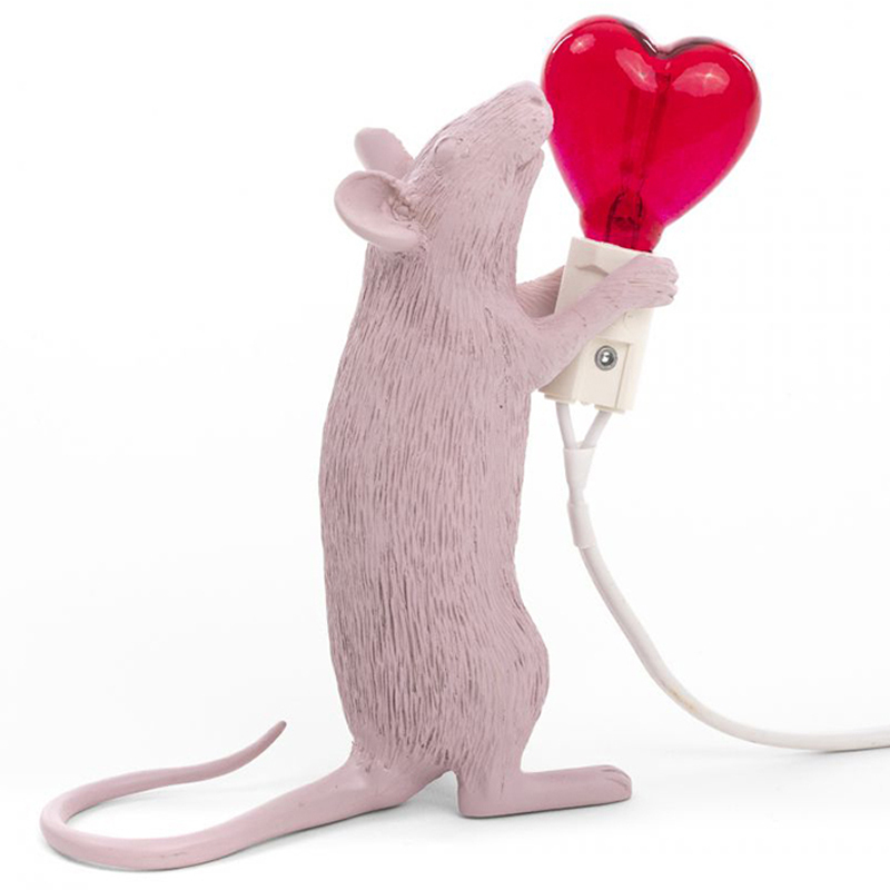 Настольная лампа Seletti Mouse Step Love USB Белый Красный в Краснодаре | Loft Concept 