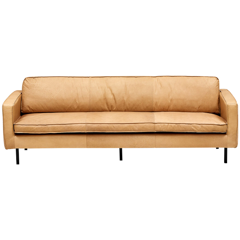 Диван кожаный Adrian Beige Leather Sofa Бежевый Черный в Краснодаре | Loft Concept 