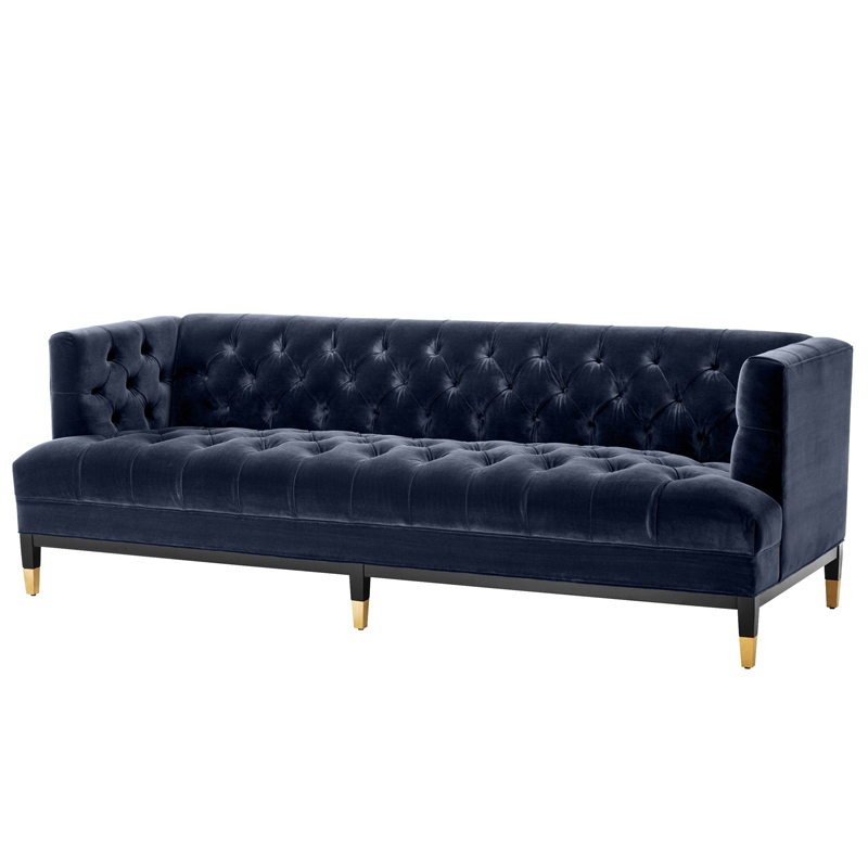 Диван Eichholtz Sofa Castelle midnight blue Темно-синий Черный Латунь в Краснодаре | Loft Concept 