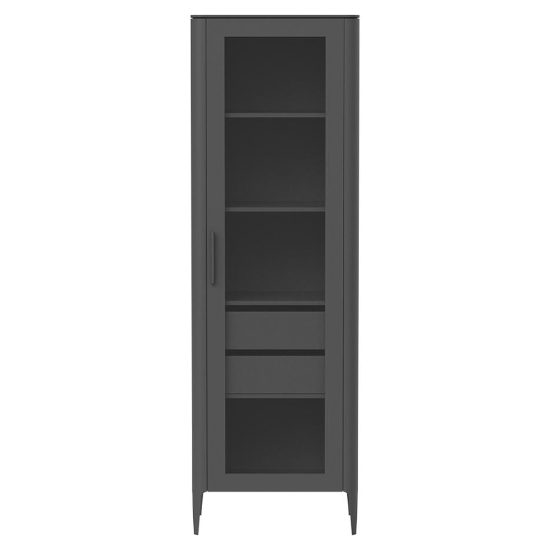 Витрина темно-серая со стеклянной дверью с 4-мя полками и 2-мя ящиками Type  Серый в Краснодаре | Loft Concept 