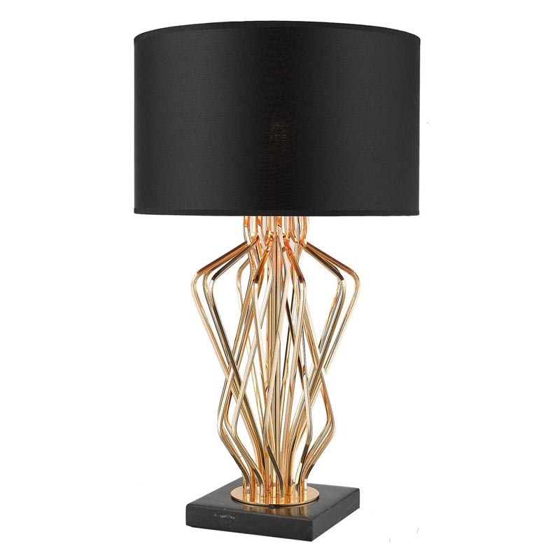 Настольная лампа Lester Table Lamp Черный Мрамор Nero Глянцевое золото в Краснодаре | Loft Concept 