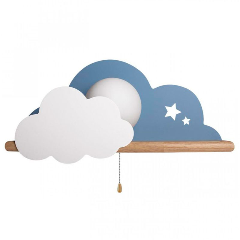 Бра с полкой голубое Облако Wall Lamp Blue Cloud Голубой Древесина в Краснодаре | Loft Concept 