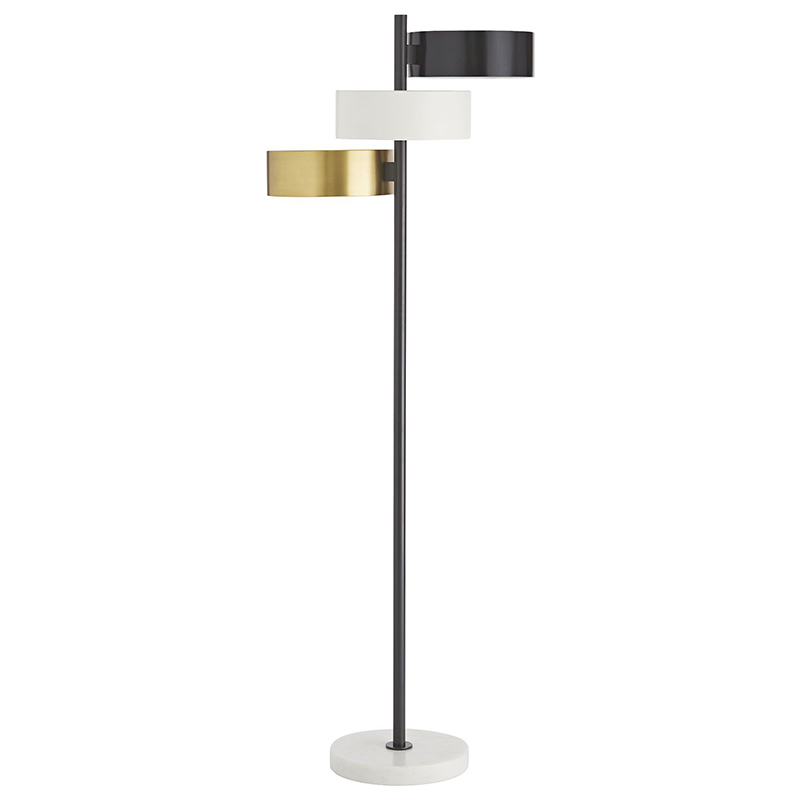 Торшер Arteriors HUTTON FLOOR LAMP Латунь Черный Белый в Краснодаре | Loft Concept 