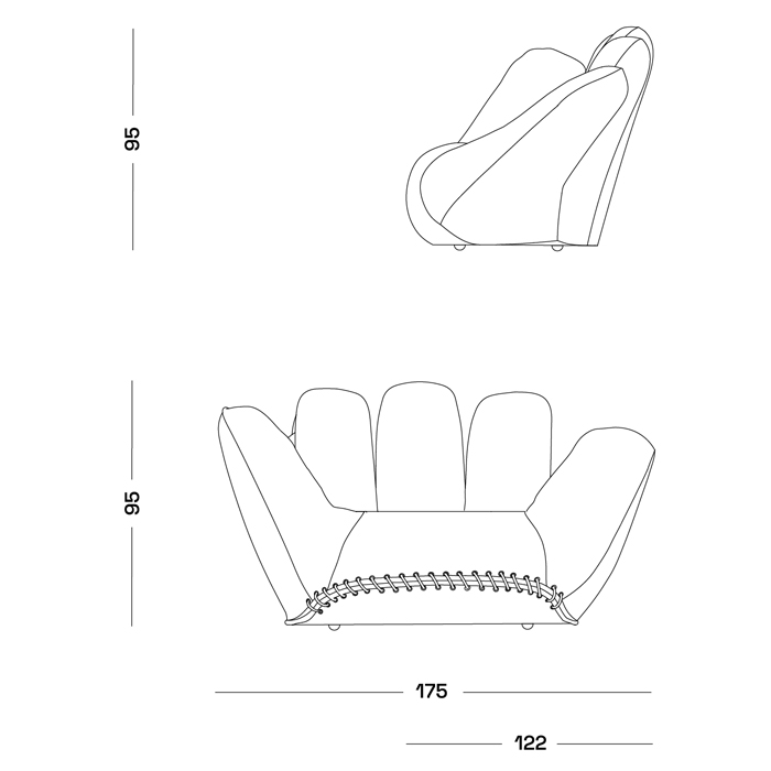 Дизайнерское кожаное кресло в форме руки Poltronova Joe Whip Armchair в Краснодаре