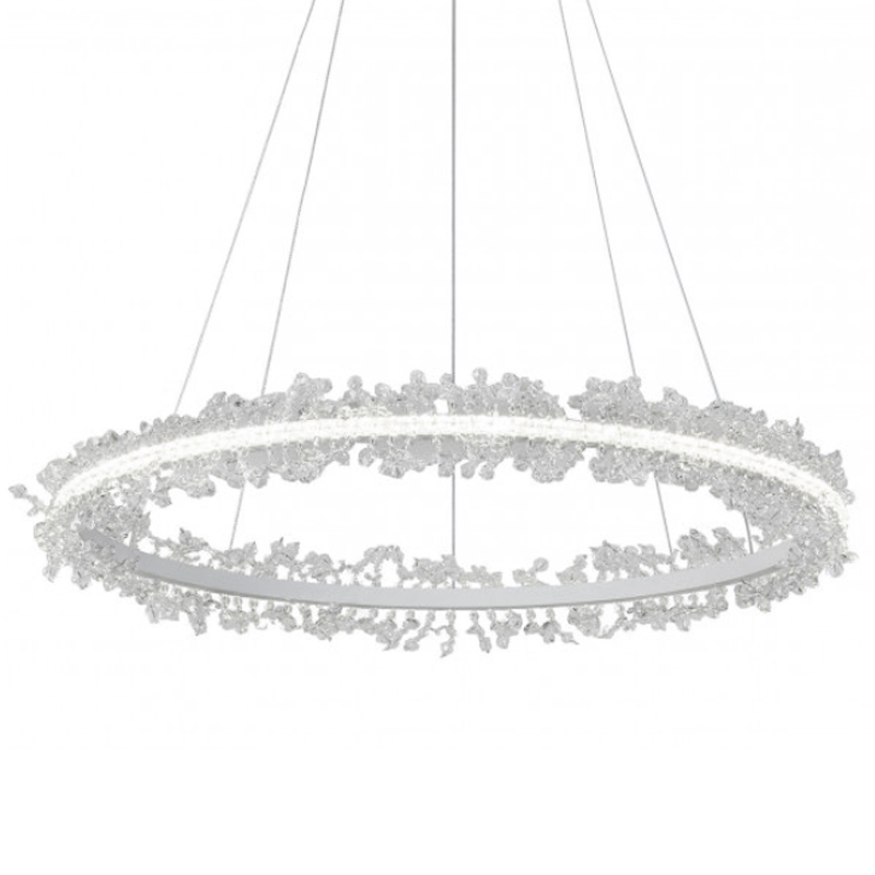 Crystal round chandelier Светильник Белое Кольцо из Хрусталя  Прозрачный Латунь в Краснодаре | Loft Concept 