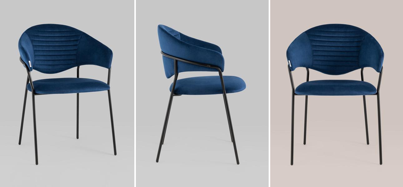 Стул Alexis Chair Синий Велюр - фото