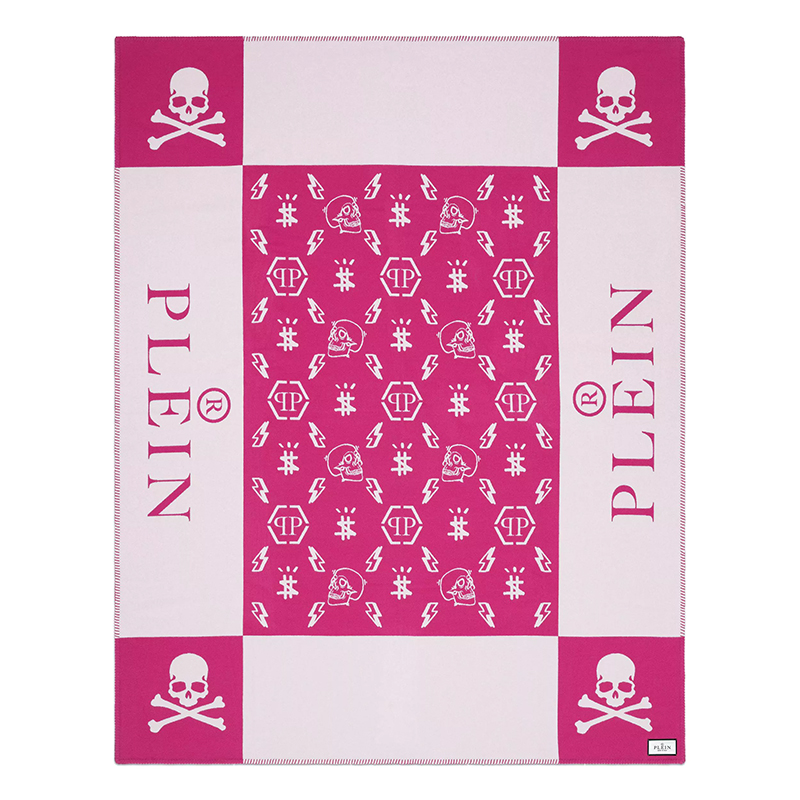 Плед Philipp Plein Plaid Cashmere Skull Pink Розовый Белый в Краснодаре | Loft Concept 