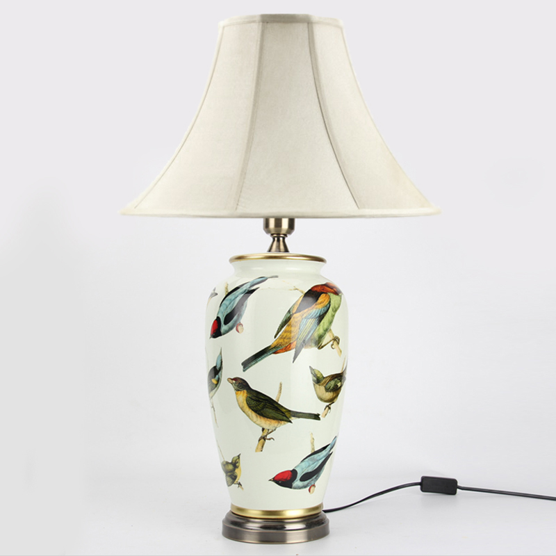 Настольная лампа Birds Blue Table lamp Белый Мульти Золотой в Краснодаре | Loft Concept 