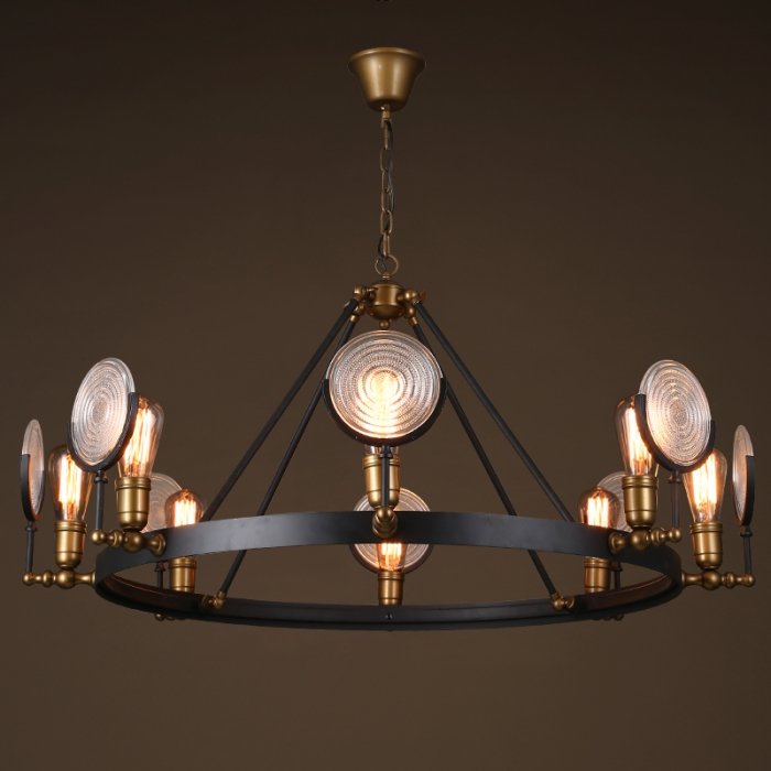 Люстра GASLIGHT LENS Chandelier 8 Черный в Краснодаре | Loft Concept 