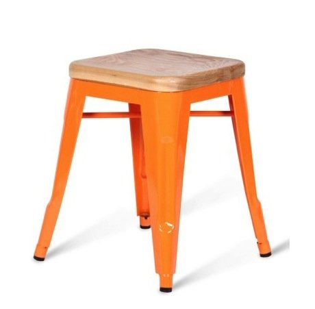 Кухонный стул Tolix Wood Seat Stool Черный Салатовый Нержавеющая сталь Красный Зеленый Желтый Голубой Белый Коричневый Оранжевый Древесина в Краснодаре | Loft Concept 