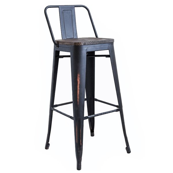 Барный стул Tolix Bar Stool Wood Черный матовый в Краснодаре | Loft Concept 