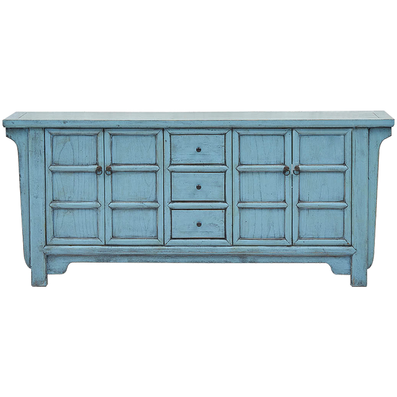 Комод в китайском стиле Blue Chest of Drawers Chinese Collection Голубой Коричневый в Краснодаре | Loft Concept 