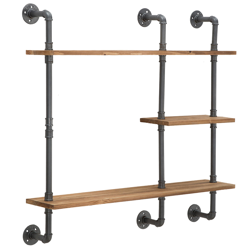 Полка Industrial Wood Metal Shelf Коричневый Серый в Краснодаре | Loft Concept 