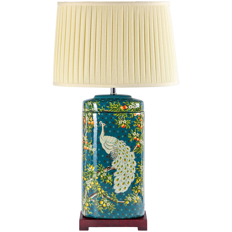 Настольная лампа White Peacock Lampshade Изумрудный Бежевый Мульти в Краснодаре | Loft Concept 