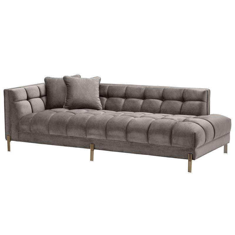 Кушетка Eichholtz Lounge Sofa Sienna Left Серый Матовая латунь в Краснодаре | Loft Concept 