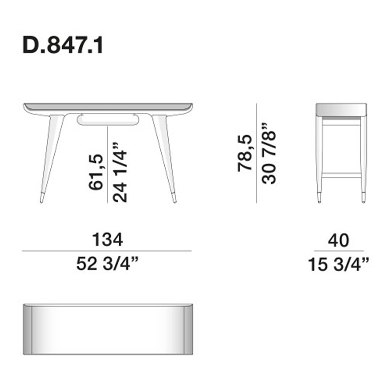 Дизайнерский рабочий стол из массива дерева Gio Ponti D.847.1 Writing Desk в Краснодаре