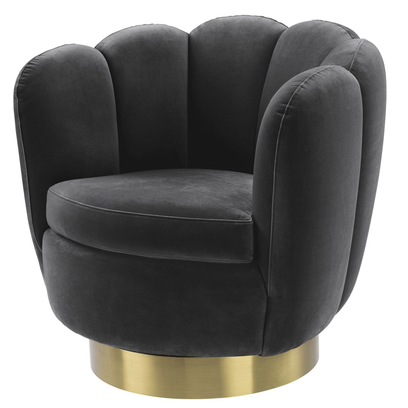 Кресло Eichholtz Swivel Chair Mirage dark grey Серый Матовая латунь в Краснодаре | Loft Concept 