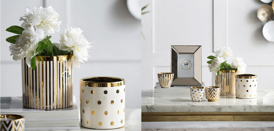 Ваза Gold & White Stripes Ваза Gold & White Stripes - Loft-Concept в Краснодаре