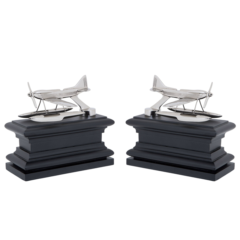 Держатель для книг Eichholtz Bookend Hydroplane set of 2 Nickel Никель Черный в Краснодаре | Loft Concept 