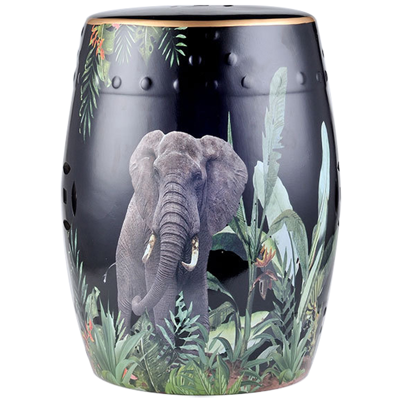 Керамический табурет Elephant Tropical Animal Ceramic Stool Black Черный Зеленый Серый в Краснодаре | Loft Concept 