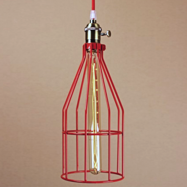 Подвесной светильник Wire Cage Pendant Twix Red Красный в Краснодаре | Loft Concept 