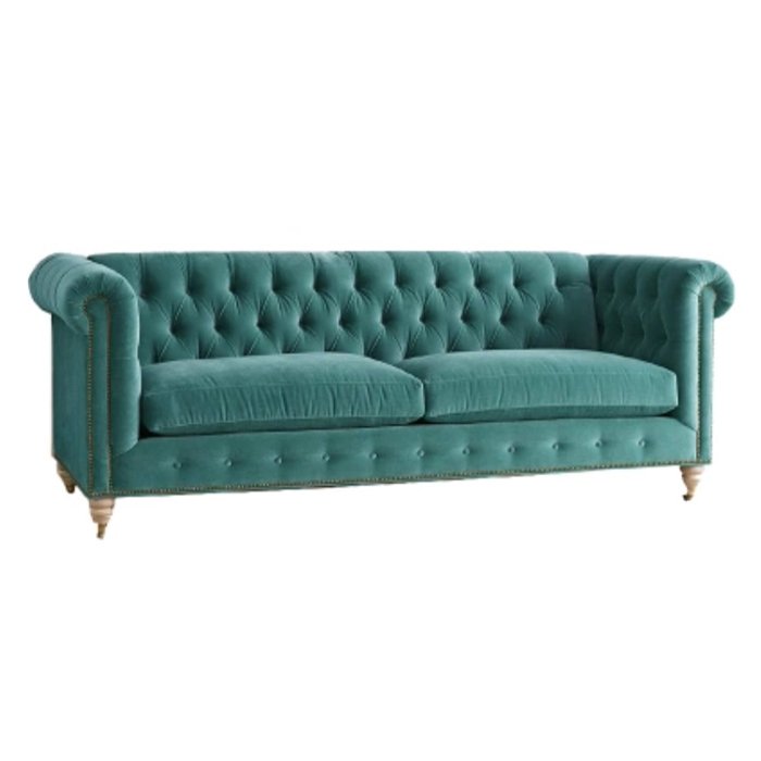 Трехместный диван Velvet Lyre Chesterfield Sofa Серый Фиолетовый Красный Малахит (зеленый) Бирюзовый Голубой пастельный Золотой в Краснодаре | Loft Concept 