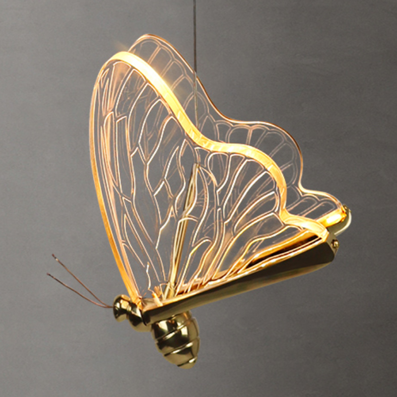 Люстра Glass butterfly chandelier C Глянцевое золото Прозрачный Черный в Краснодаре | Loft Concept 