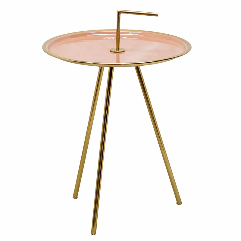 Приставной стол Salute Table Pink Розовый пастельный Глянцевое золото в Краснодаре | Loft Concept 