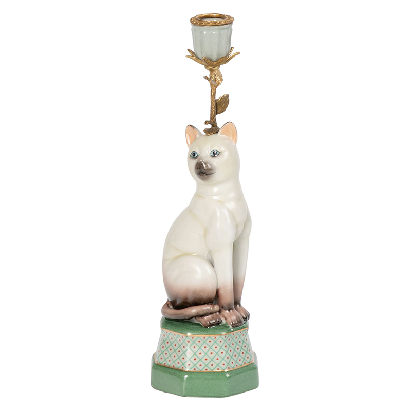 Подсвечник фигурка Кошка Candlestick cat Белый Мульти в Краснодаре | Loft Concept 