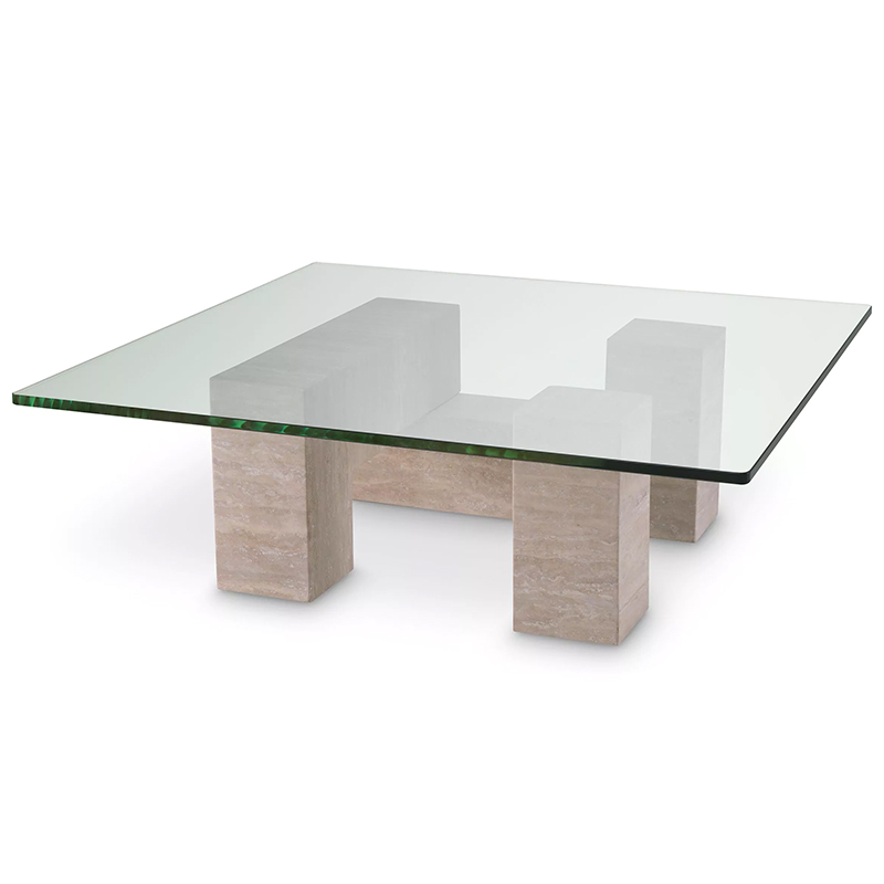 Кофейный стол Eichholtz Coffee Table Ikal Прозрачное Стекло Песочный в Краснодаре | Loft Concept 