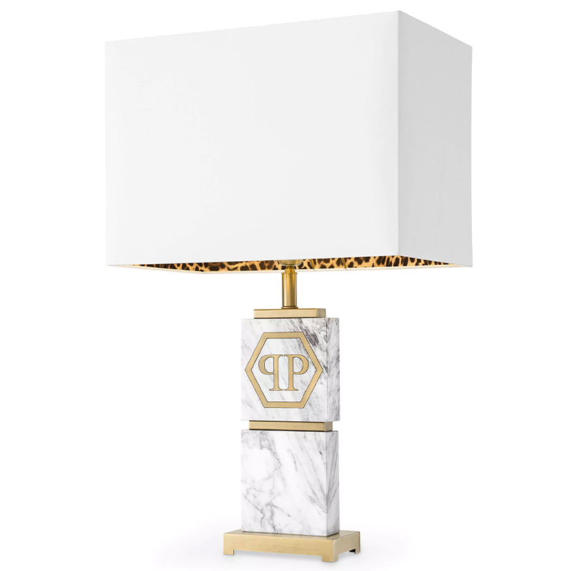 Настольная лампа Philipp Plein Table Lamp King Белый Мрамор Bianco Золотой Белый в Краснодаре | Loft Concept 