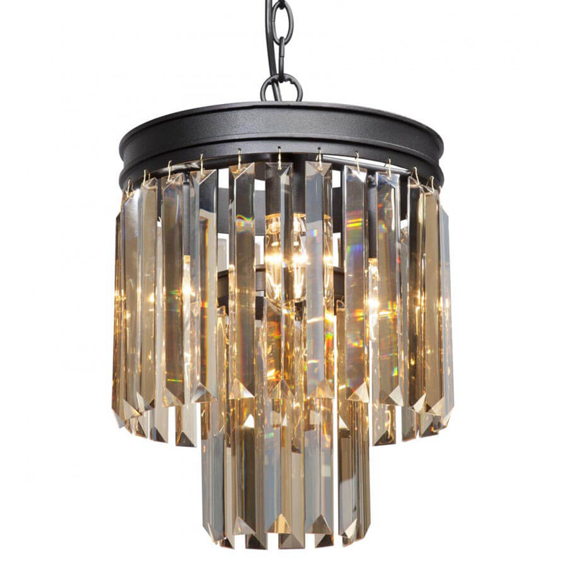 Светильник ODEON Amber GLASS Pendant lamp Янтарное Стекло D 27 Черный матовый Прозрачное Стекло в Краснодаре | Loft Concept 