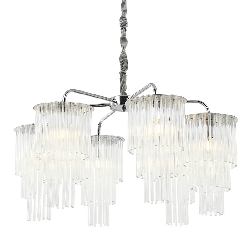 Люстра Harrison Chandelier chrome 6 lamp Хром Прозрачный в Краснодаре | Loft Concept 