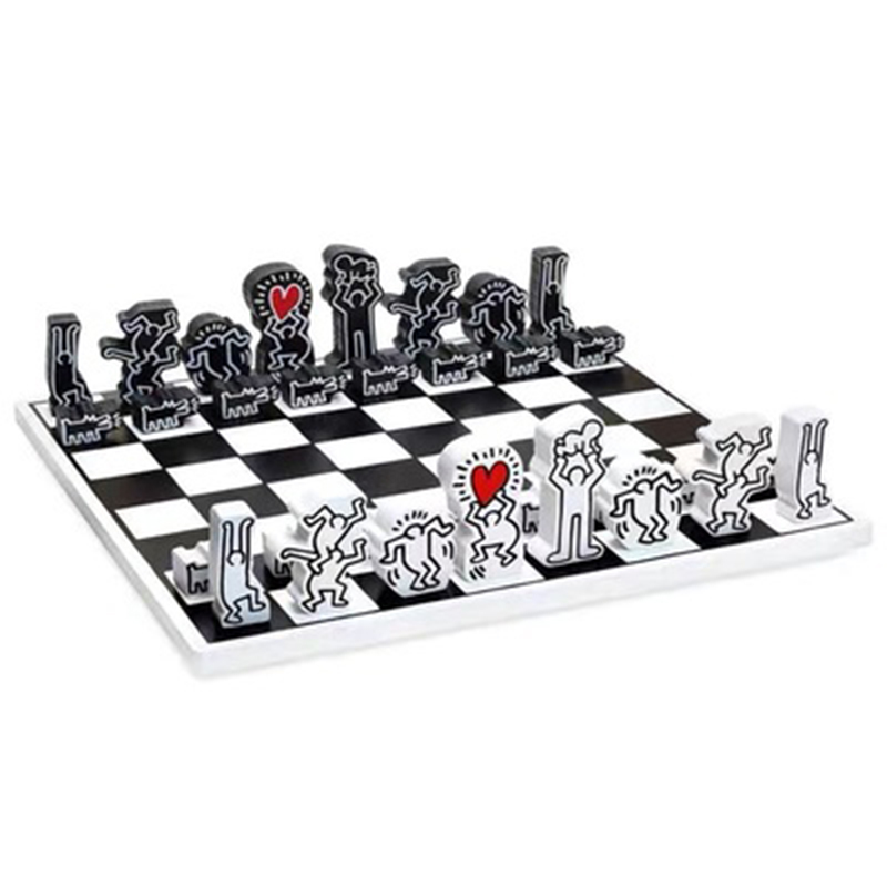 Деревянный шахматный набор Keith Haring Chess Set Белый Черный Красный в Краснодаре | Loft Concept 